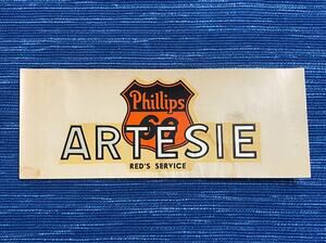 VTG Phillips 66 Artesie Reds Service Decal Label Gas Station Travel Souvenir Oil